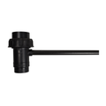 Black plastic Bio Ultra Zap Venturi 50mm fitting with ribbed collar and extended outlet tube, isolated on white