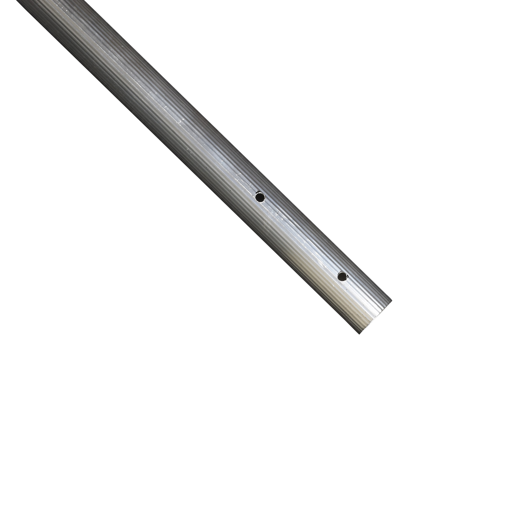 Aluminium pole 3m length silver ribbed surface with two pre-drilled mounting holes for cleaning equipment
