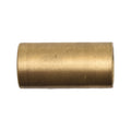 Brass pump sleeve unthreaded cylindrical fitting with brushed gold finish and hollow bore ends on white background