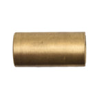 Brass pump sleeve unthreaded cylindrical fitting with brushed gold finish and hollow bore ends on white background