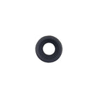 Black PVC reducer fitting 40mm to 20mm with circular centre hole, viewed front-on