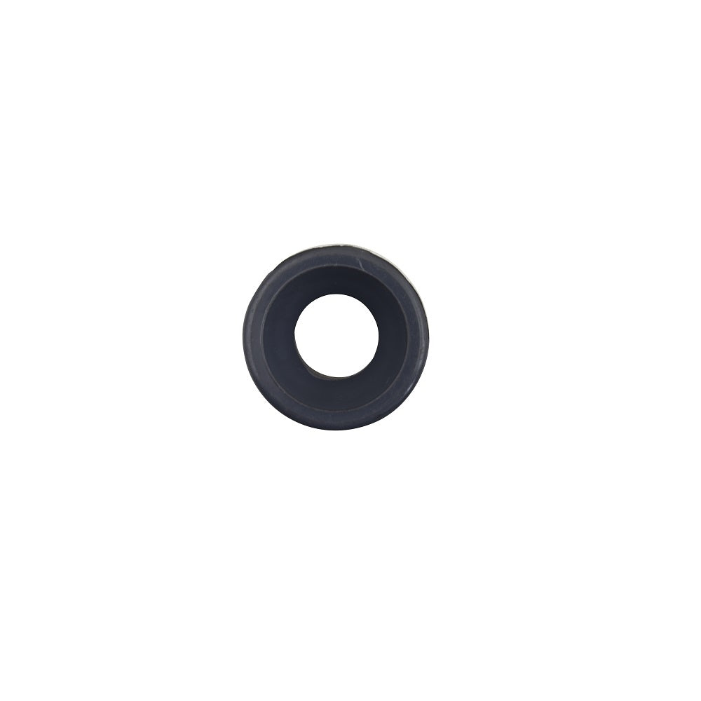Black PVC reducer fitting 40mm to 20mm with circular centre hole, viewed front-on