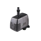 Submersible water pump dark grey plastic casing with top outlet nozzle, ribbed ventilation grille, and suction cup base feet