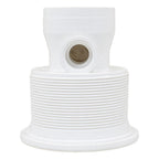 White PVC gunite spa jet body with threaded base, side port opening and tapered inlet neck