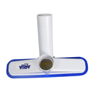 Aqua Pro MexiVac white and blue plastic pool vacuum sweeper head with central suction port and blue rubber edging