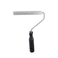 Aqua Pro 140mm stainless steel ribbed laminating roller with black plastic handle and metal wire frame bracket