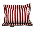 Aqua Pro Pool Pillow in bold red and white vertical stripes, large square canvas float with FunFloats label on white background