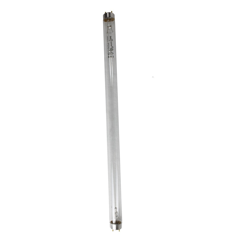 UV replacement tube lamp 55W clear glass T8 fluorescent bulb with gold bi-pin base connectors at each end