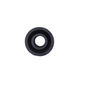 Black PVC pipe reducer fitting 50mm to 20mm, circular stepped profile with embossed certification markings, viewed from above