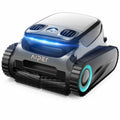 Aiper Scuba S1-Pro Robotic Pool Cleaner in silver and black with blue LED accent light and rubber tank-style tracks