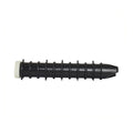 Black plastic Speck filter finger with ribbed spiral coil body, tapered tip, and white end cap