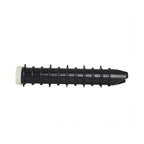 Black plastic Speck filter finger with ribbed spiral coil body, tapered tip, and white end cap
