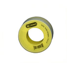 Venice PTFE thread seal tape roll, 19mm, yellow and white, with barcode label on face