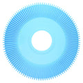 Blue plastic pleated seal disc for Kreepy Krauly suction pool cleaner with radial fin design and central hole