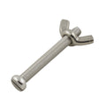 Stainless steel bolt with wing nut assembly, slotted round head, fully threaded shank, silver metallic finish