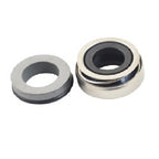 Speck 90 Series pump shaft seal with polished stainless steel housing and grey ceramic seat ring on white background