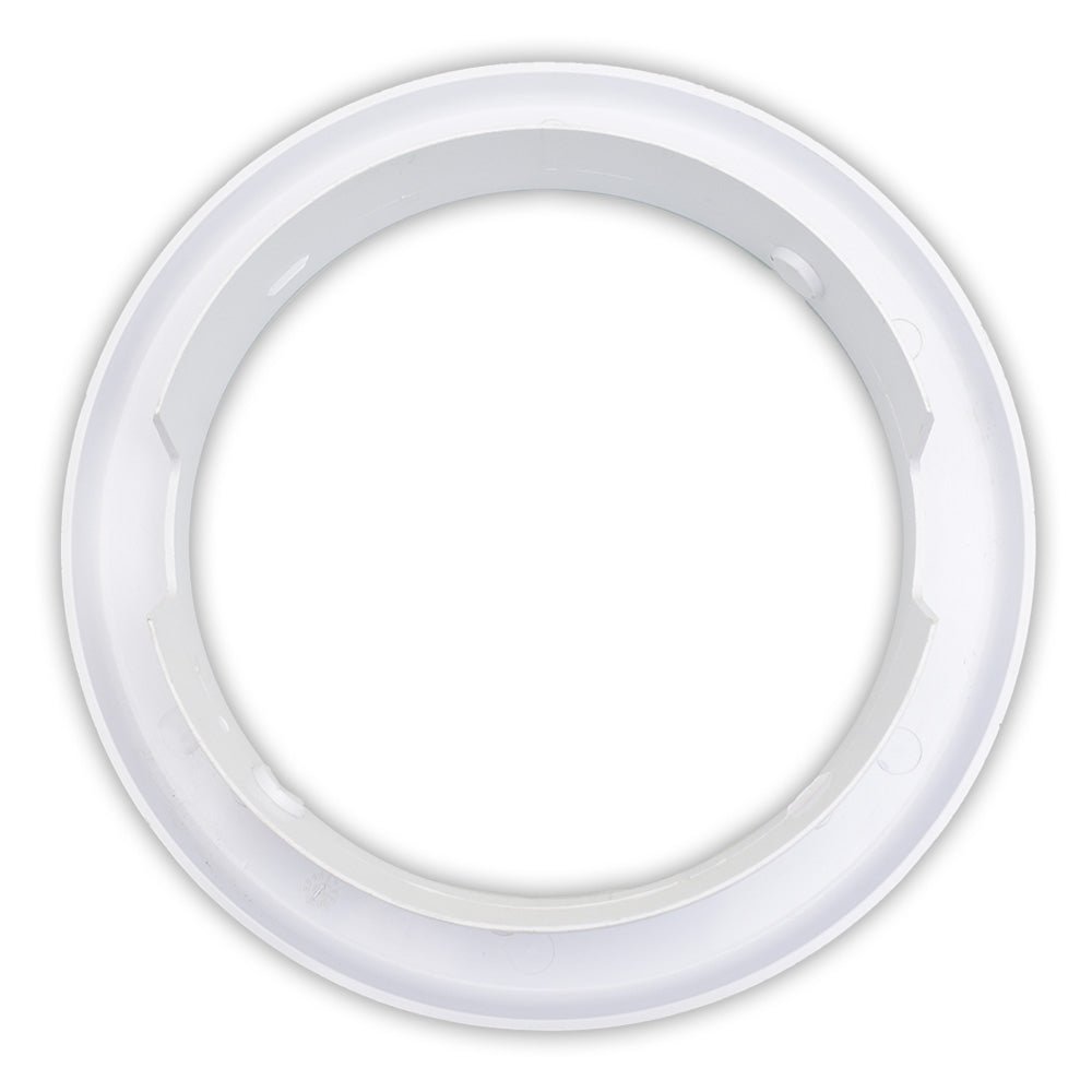 White plastic circular face plate ring for Aqua Light fitting with stepped inner edge and small alignment tabs