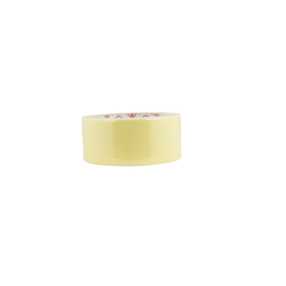 Roll of Aqua Pro Masking Tape 40mm in pale yellow, shown upright on white background with red branding visible on the core