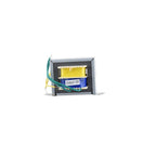 Small Aqua Pro 18VA transformer with yellow and blue coil windings, metal laminated core, and colour-coded output wires labelled Output: 12V