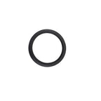 Black rubber circular lid gasket for P24 filter, flat ring seal with smooth finish on white background
