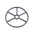Dark grey rubber wagon wheel gasket with 5 spokes and central hub, isolated on white background