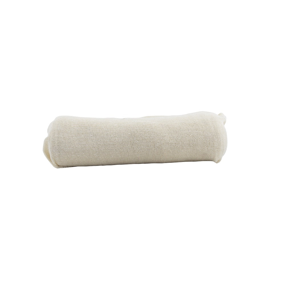Aqua Pro Mutton Cloth Roll, tightly rolled natural cream-coloured open-weave cotton fabric on white background
