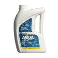 Aqua Pro Clarifier 2L white plastic jug with blue pool-water label and yellow hazard warning strip at base