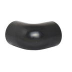 Black PVC 90-degree elbow pipe fitting 50mm smooth curved bend on white background