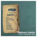 Aqua Pro Marbelite Emerald Green 40KG kraft paper bag of professional swimming pool plaster against an emerald green background