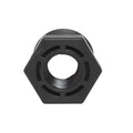 Black PVC threaded reducer bush 40mm-20mm hexagonal shape with central bore and slotted flange, solar pipe fitting