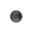 Grey PVC 63mm round end cap fitting with raised square centre knob, top-down view