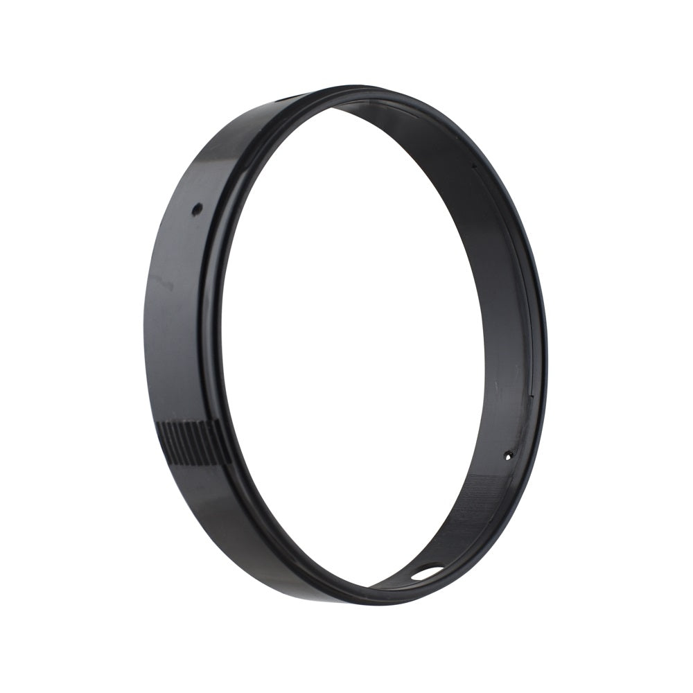 Black gloss metal swivel ring for aqua light fixture with smooth circular frame and small mounting holes visible on rim