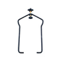 Black metal pump clamp with U-shaped wire frame, gold brass threaded bolt and star knob tightening mechanism