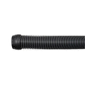 Black corrugated flexible vacuum hose with ribbed spiral design and moulded end fitting for pool cleaner