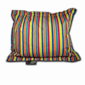 Aqua Pro Pool Pillow in vibrant multicolour vertical stripes of orange, pink, teal, blue and lime on white background