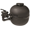 Speck BADU Koi 2 Bag Filter, dark grey spherical tank with side-mount multiport valve and top access lid, on white background