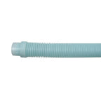 Light blue ribbed plastic pool cleaner hose section 1.2m with moulded connector fitting on one end