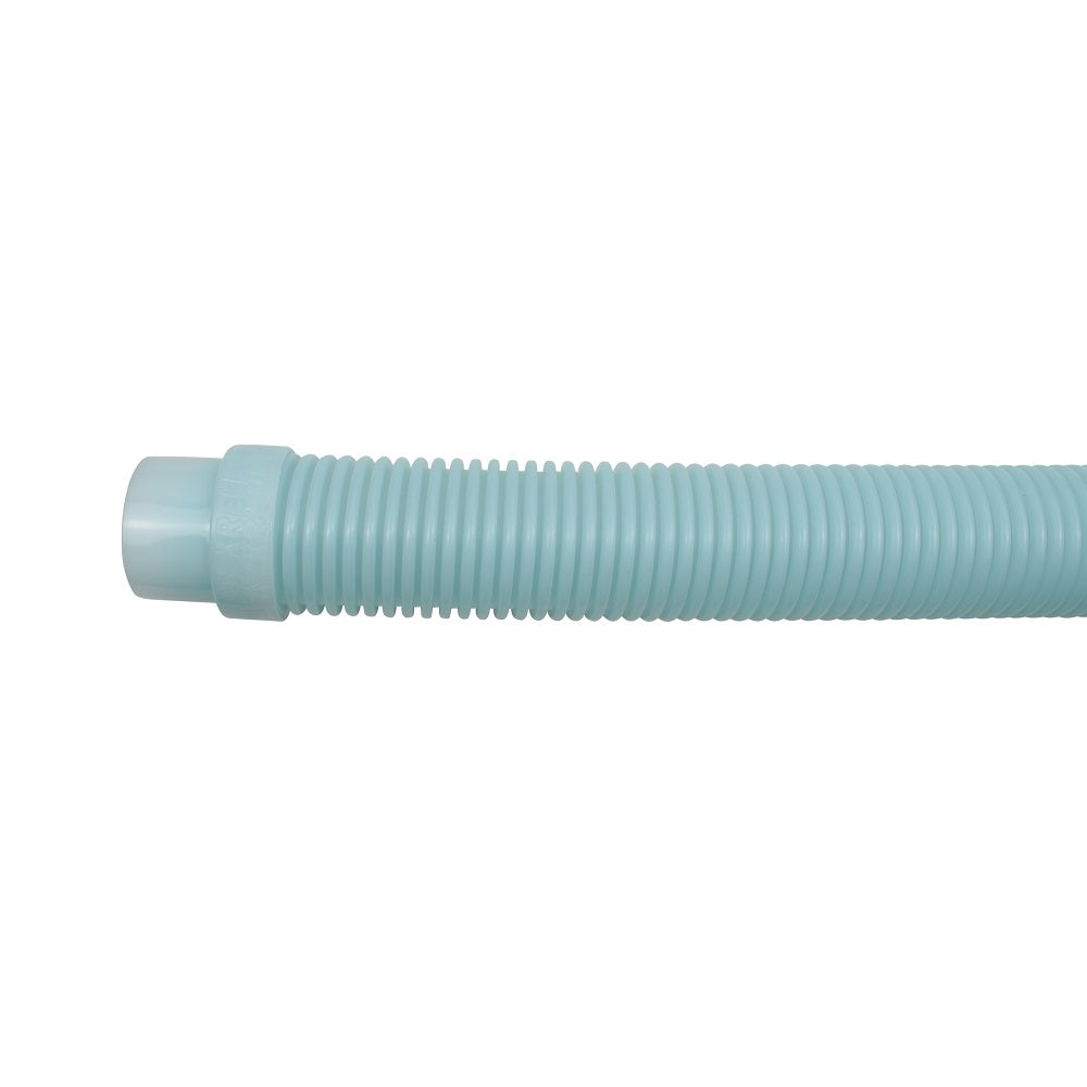 Light blue ribbed plastic pool cleaner hose section 1.2m with moulded connector fitting on one end