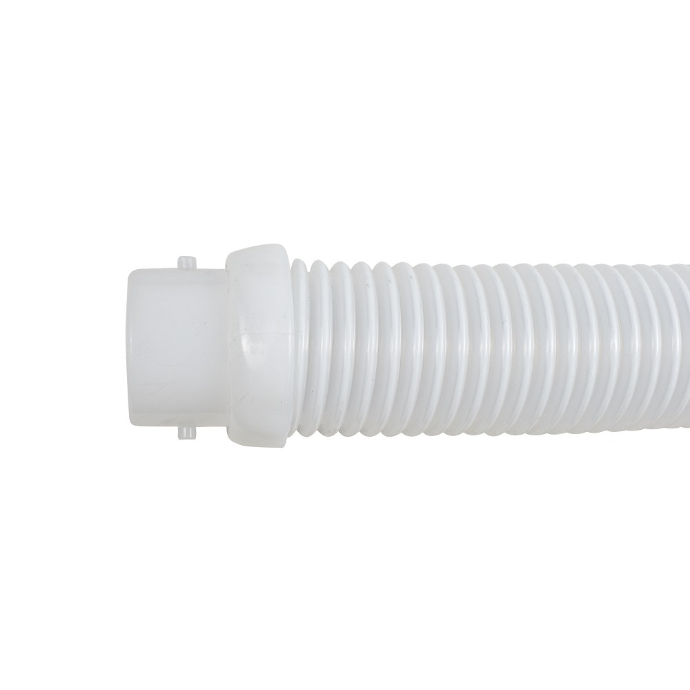 White corrugated plastic pool cleaner hose with twist-lock connector fitting, Zodiac T5 Pearl White style