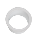White plastic weir cuff ring with smooth flanged rim and hollow cylindrical body