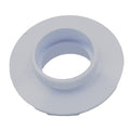 White PVC pipe flange with threaded collar and wide circular base for Aimflow Eartheco equipment fitting