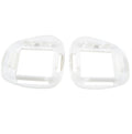 White plastic bellow clips set of 2 for Kreepy Krauly Hug Bug pool cleaner with square central opening and mounting tabs