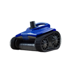 Kreepy Krauly Hug Bug Pro Pool Cleaner in blue with black rubber tracks and top carry handle, on white background