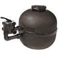 Speck BADU Koi 4 Bag Filter, dark grey spherical tank with side-mounted multiport valve and top access lid, white background