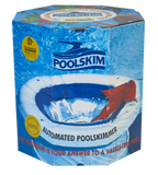 Poolskim Automated Pool Skimmer in blue octagonal retail box with SABS and INPEX award badges