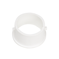 White plastic flanged bushing adapter with twist-lock tabs, circular hollow centre, flat base flange for pool cleaner hose connection