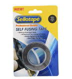 Sellotape Professional Quality Self Fusing Tape in black, 18mm x 3m roll on yellow and blue retail blister card