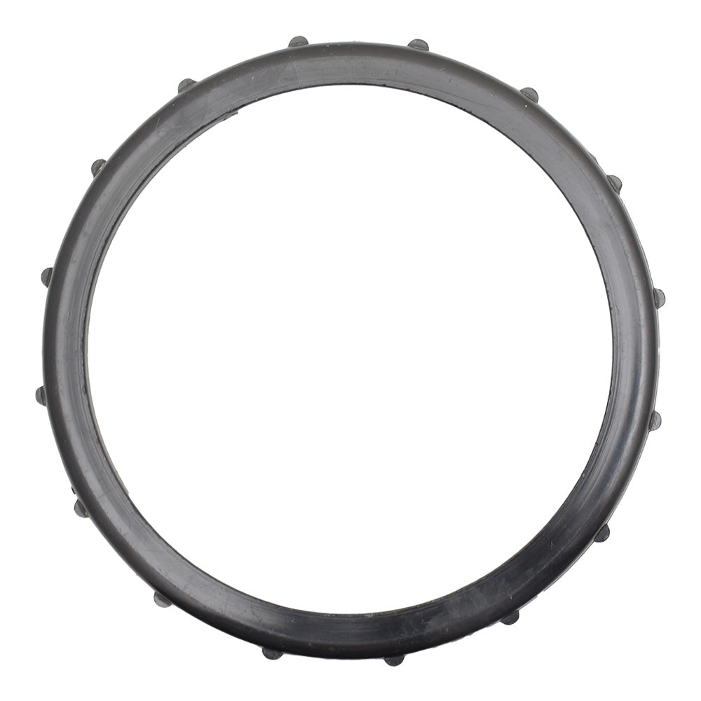 Black rubber spa filter cartridge locking ring with evenly spaced raised nubs around outer edge, flat circular design on white background