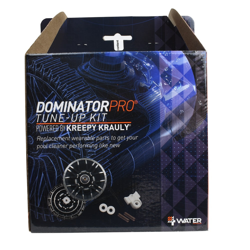 Kreepy Krauly Dominator Pro Tune-Up Kit box with navy blue packaging showing replacement pool cleaner parts including gears and springs