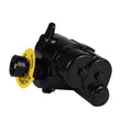 Black Zodiac MX8 pool cleaner gearbox Side A with yellow warning tag and multi-pin connector port